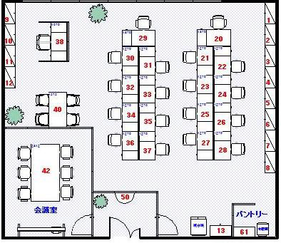 移転先オフィスレイアウトのナンバリング